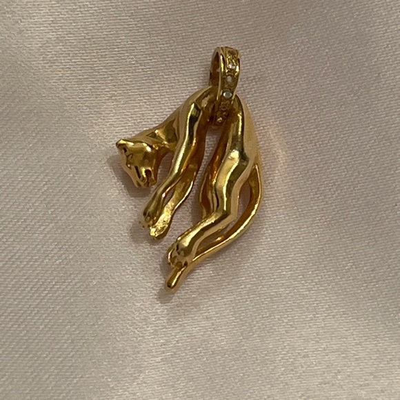 Gold Plated Antique Panther Charm and Diamond Bale - Picture 10 of 16